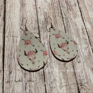Bull Skull Leather Earrings